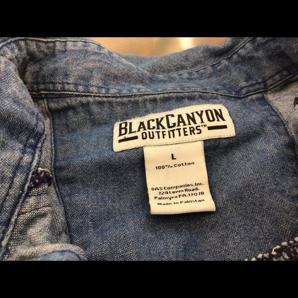 Mens Sz Lg BLACK CANYON OUTFITTERS Blue Long Sleeve Pearl Snap Front Shirt - Picture 7 of 9